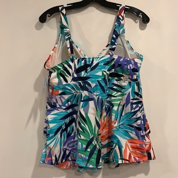 NWT Swim Solutions Palm Springs Print Tiered Top - Picture 3 of 9